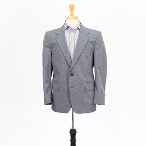 Vintage 1920s 40S Blue Solid 2-Button Sport Coat Blazer Jacket P244